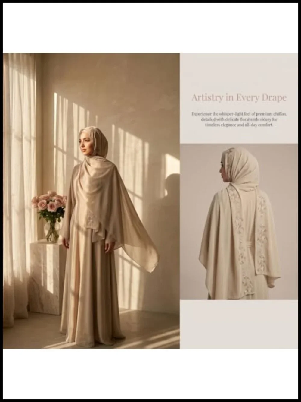 Chiffon Hijab Scarf Floral Embroidery Shawl Wrap Wedding Party Coverup